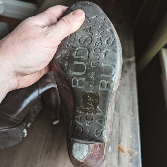 RUDSAK Brown Leather Slouch Ankle Boots - Size 39 - Picture 5 of 12
